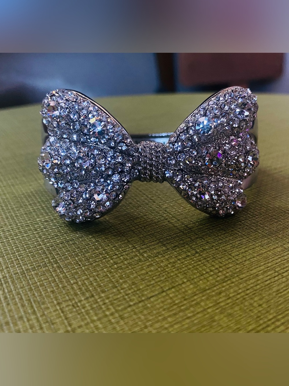 Betsey Johnson Silver Crystal Bow Bracelet